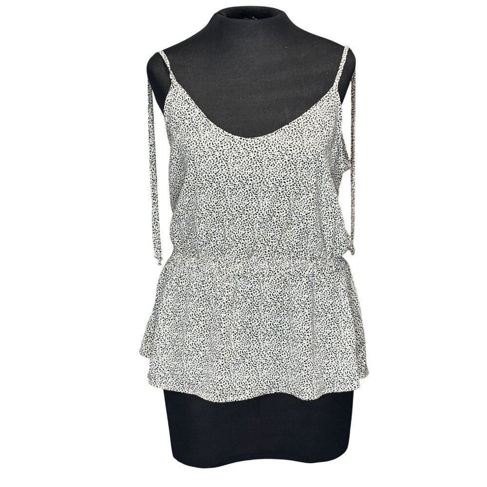 Sienna Sky Womens Polka Dot Sleeveless Top M White & Black Polyester